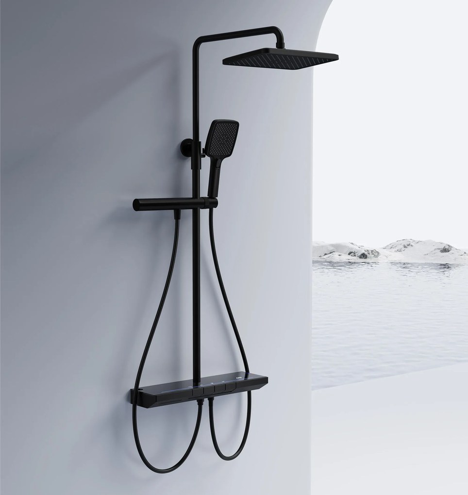 Rea Pedro, sprchový set s termostatom, čierna matná, REA-P0897
