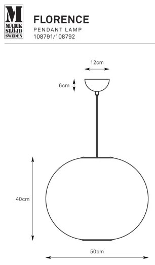 Markslöjd 108792 - Luster na lanku FORENCE 1xE27/40W/230V pr. 50 cm biela