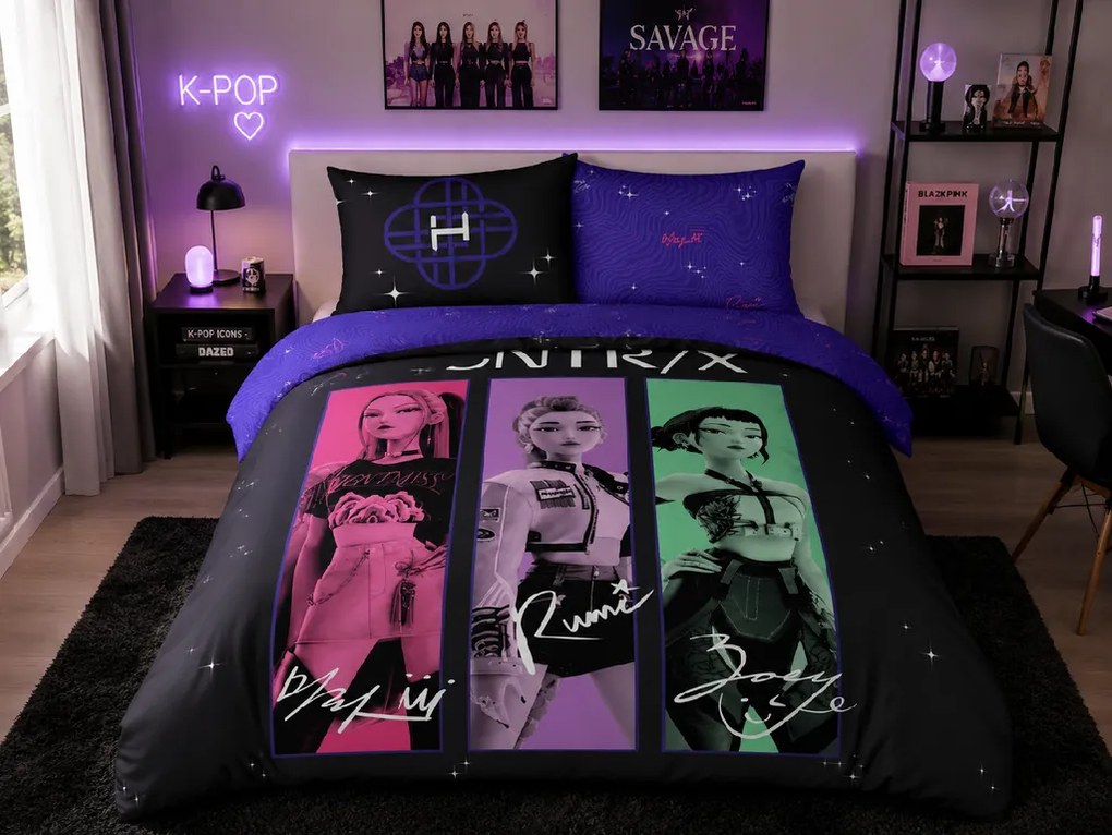 Halantex Bavlnené obliečky 140x200 + 70x90 cm - K-Pop Demon Hunters "Trio"