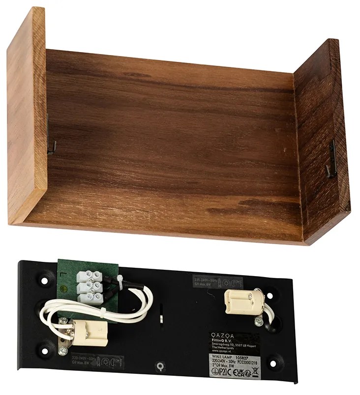 Rustikálna nástenná lampa orechové drevo - Otan