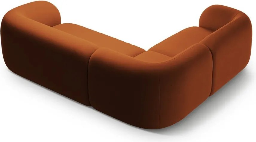 Zamatová rohová pohovka v terakotovej farbe (ľavý roh/do L) Kate – Micadoni