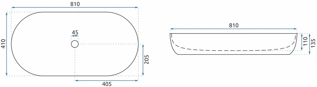 Rea Cleo, umývadlo na dosku 810x410x135 mm, biela lesklá, REA-U0563