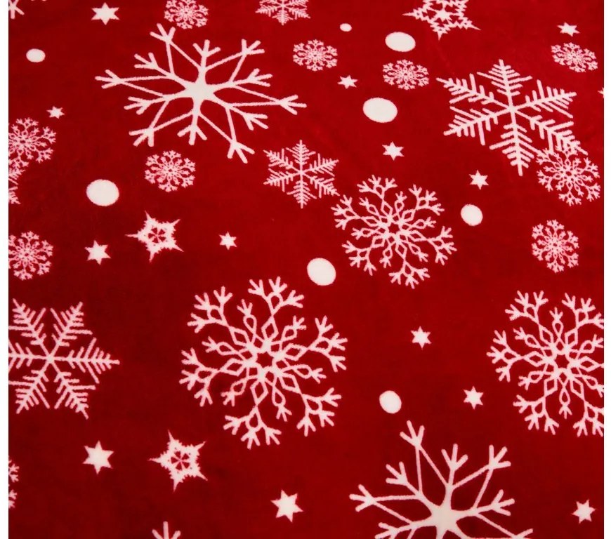 Sada mikroplyšových obliečok SNOWFALL červené + obliečka mikroplyš SOFT 180x200 cm biele, dvojlôžko