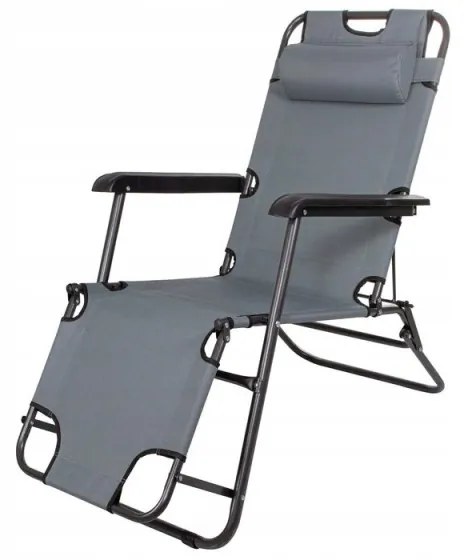 SPRINGOS Záhradné polohovacie kreslo SPRINGOS RELAX tmavo šedé