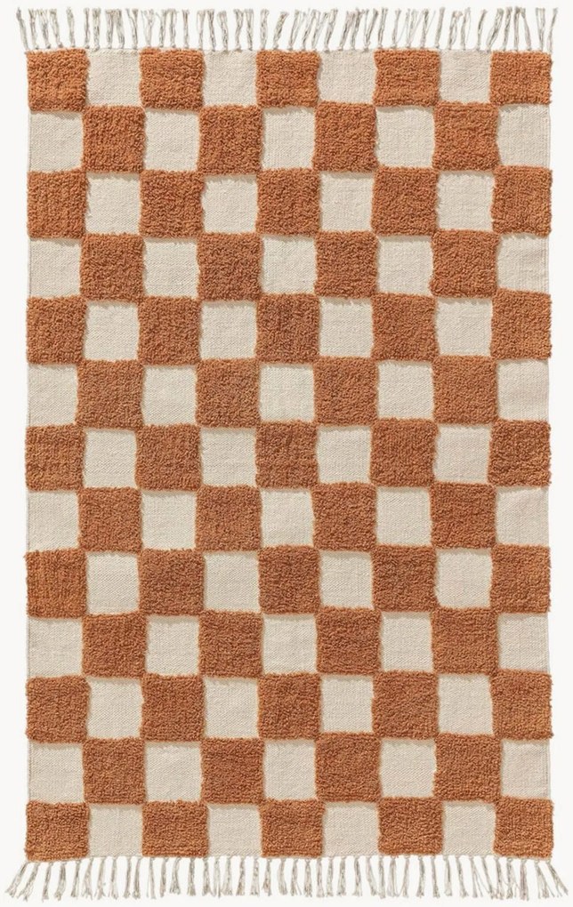 Ručne tkaný bavlnený koberec's reliéfnou štruktúrou Caro