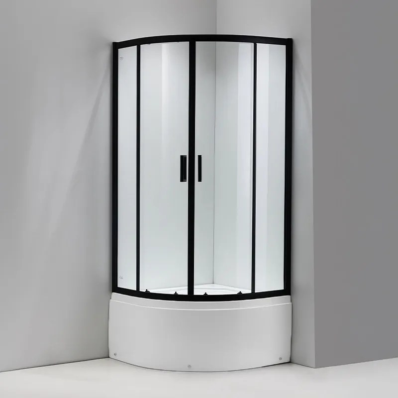 BPS-koupelny Štvrťkruhový sprchový kút MAJA BL 90x90 cm, čierna/transparent v sete s hlbokou sprchovou vaničkou