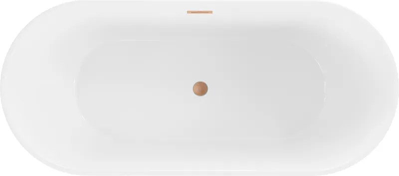 Mexen Flavia, voľne stojaca vaňa 150 x 75 cm, biela-čierna, medený prepad, 54031507575-65