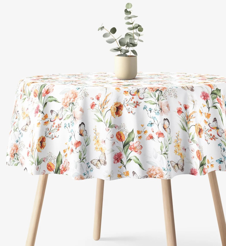 Goldea okrúhly obrus valencia - motýlia lúka Ø 110 cm