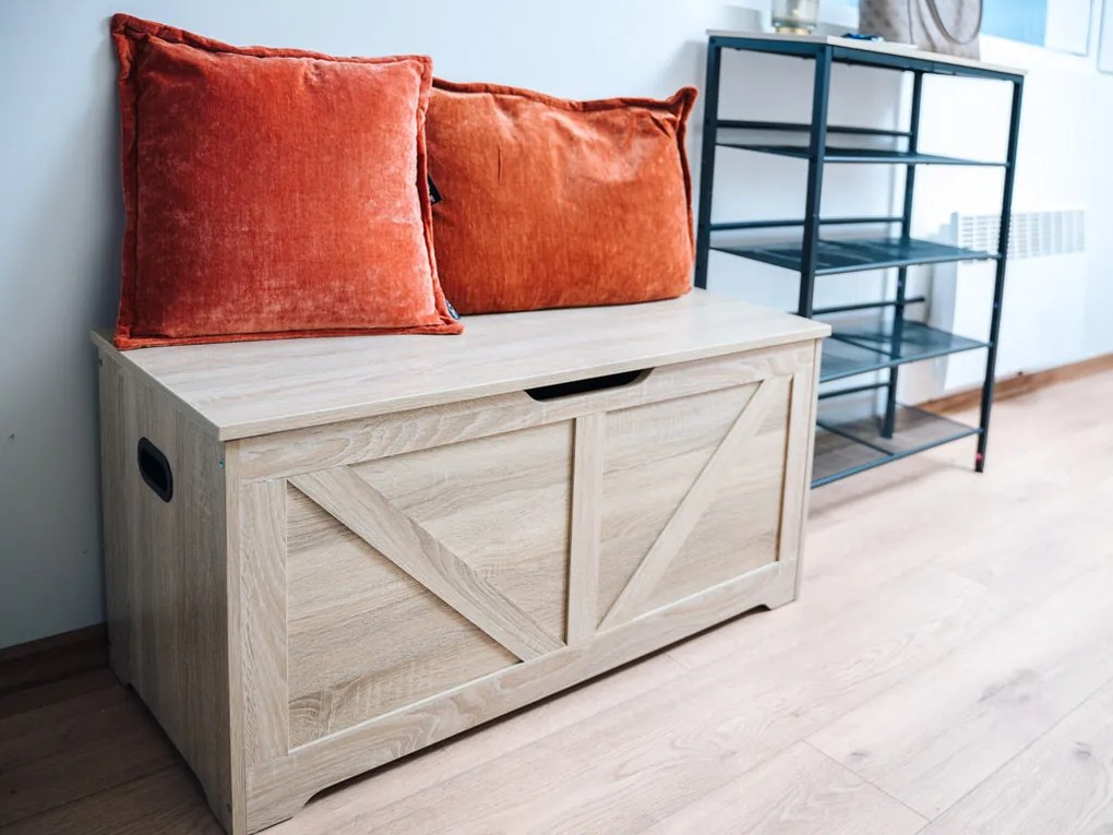 Úložný box LEHAC s vekom 100x46cm, dub sonoma