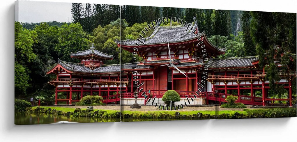 Obraz - Budhistický kláštor (s hodinami) (90x30 cm)