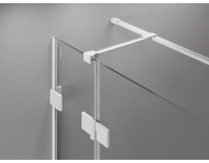 Mexen Lunar T, sklápací sprchový kút ľavý 135 x 100 cm, 8mm číre sklo, biely profil, 834T-135-100-20-00-L