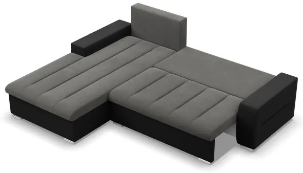 Rohová rozkladacia sedačka AURORA ľavá tmavosivá / čierna