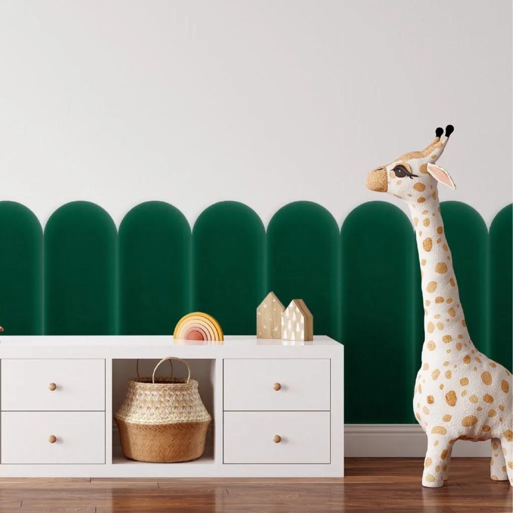 Zamatový čalúnený panel - Oblúk - 20x60cm Farba: Fľaškovozelená