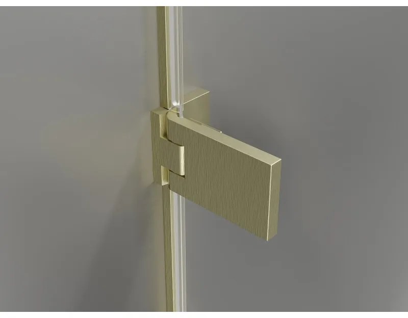 Mexen Lunar-B, pravostranný výklopný sprchový kút 80 x 70 cm, 8mm číre sklo, zlatý kartáčovaný - 832-080-070-55-00-P