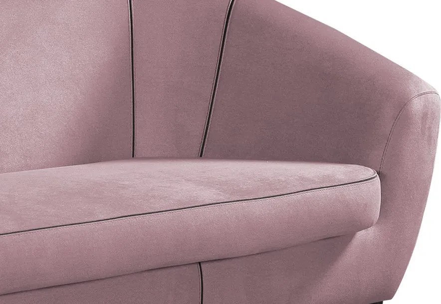 Trojmiestna pohovka Olivio, svetle ružová zamatová látka