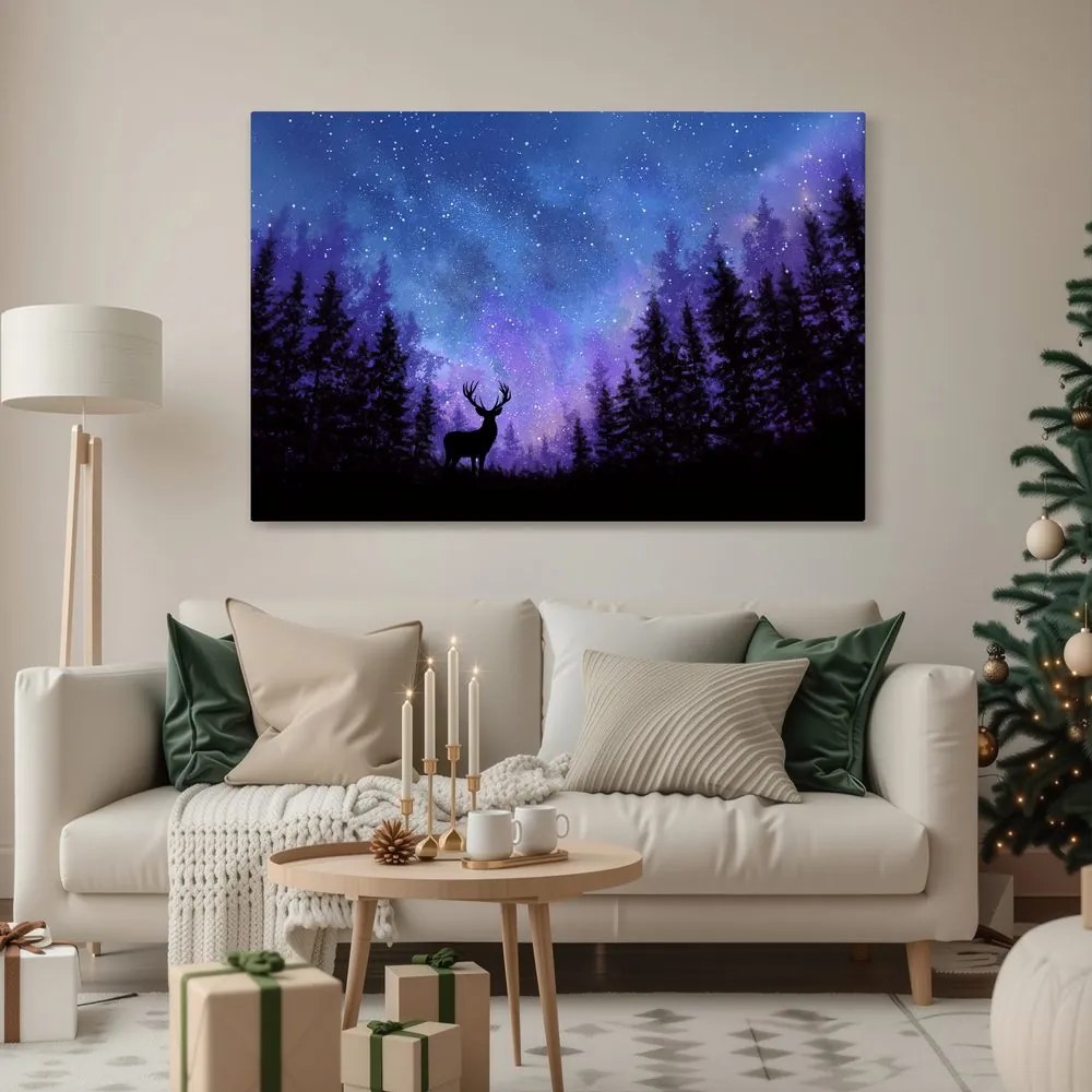 Obraz vianočný jeleň v magickom lese