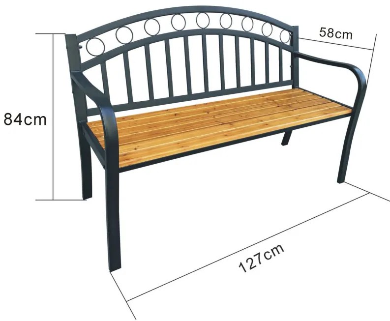 Záhradná lavička Auki (čierna + prírodné drevo). Vlastná spoľahlivá doprava až k Vám domov. 1088100