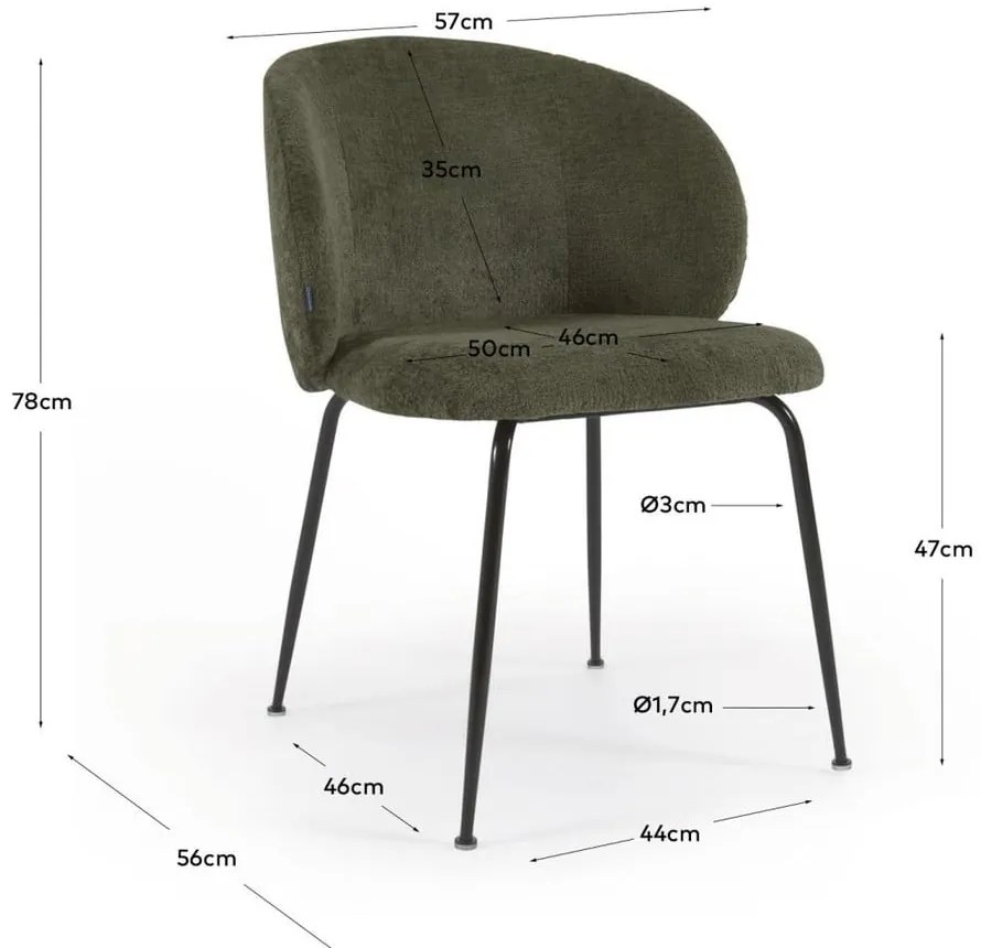 Zelené čalúnené jedálenské kreslo Minna – Kave Home