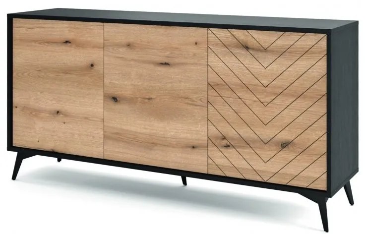 Komoda Diamant 154 cm dub/čierna