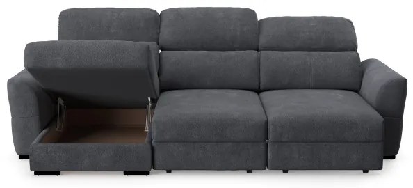 Univerzálna rohová rozkladacia trojmiestna pohovka s úložným priestorom TRENTO antracit