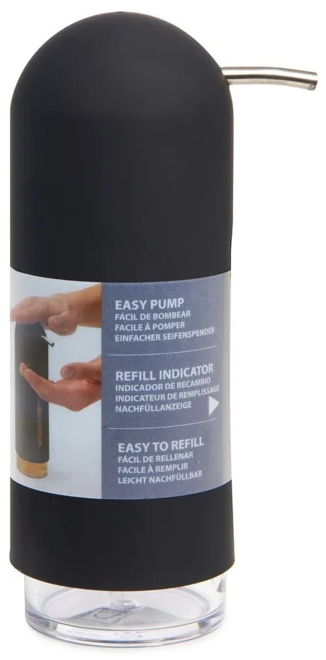 Čierny plastový dávkovač mydla 350 ml Penguin – Umbra
