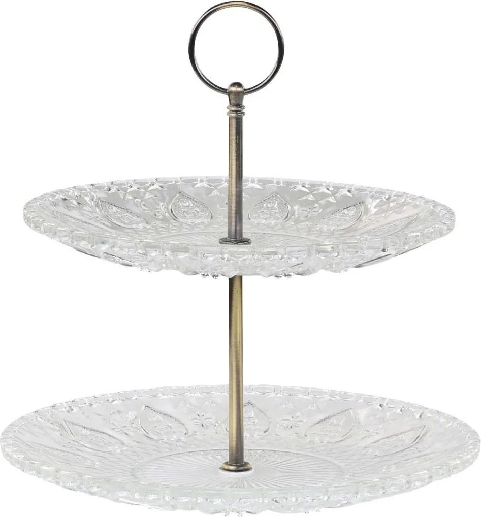 Sklenený 2-poschodový etažér so srdiečkami Heart glass - Ø 22*24 cm