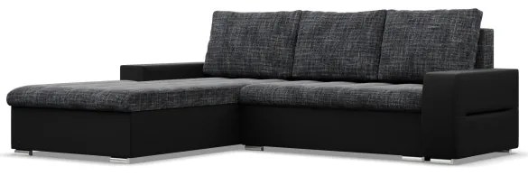 Rohová rozkladacia sedačka AURORA ľavá popolová / čierna
