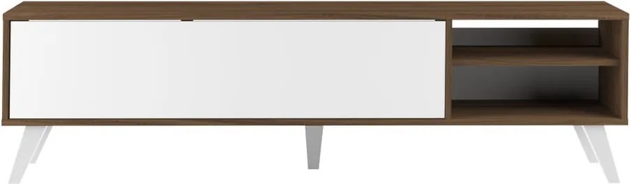 Biely televízny stolík s tmavohnedým korpusom TemaHome Prism