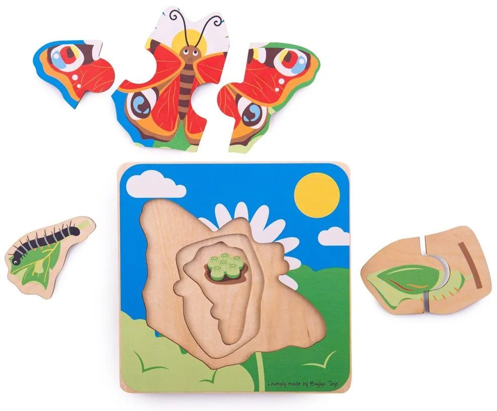 Bigjigs Toys Vkladacie puzzle životné cykly motýľa