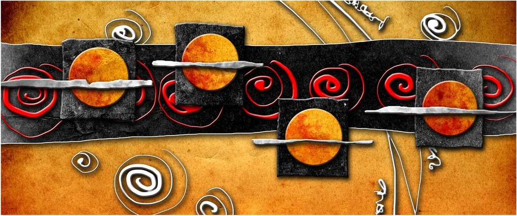 Obraz abstrakcie - Planéty (120x50 cm)
