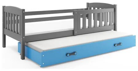 Detská posteľ KUBUS s výsuvnou posteľou 90x200 cm - grafit Modrá