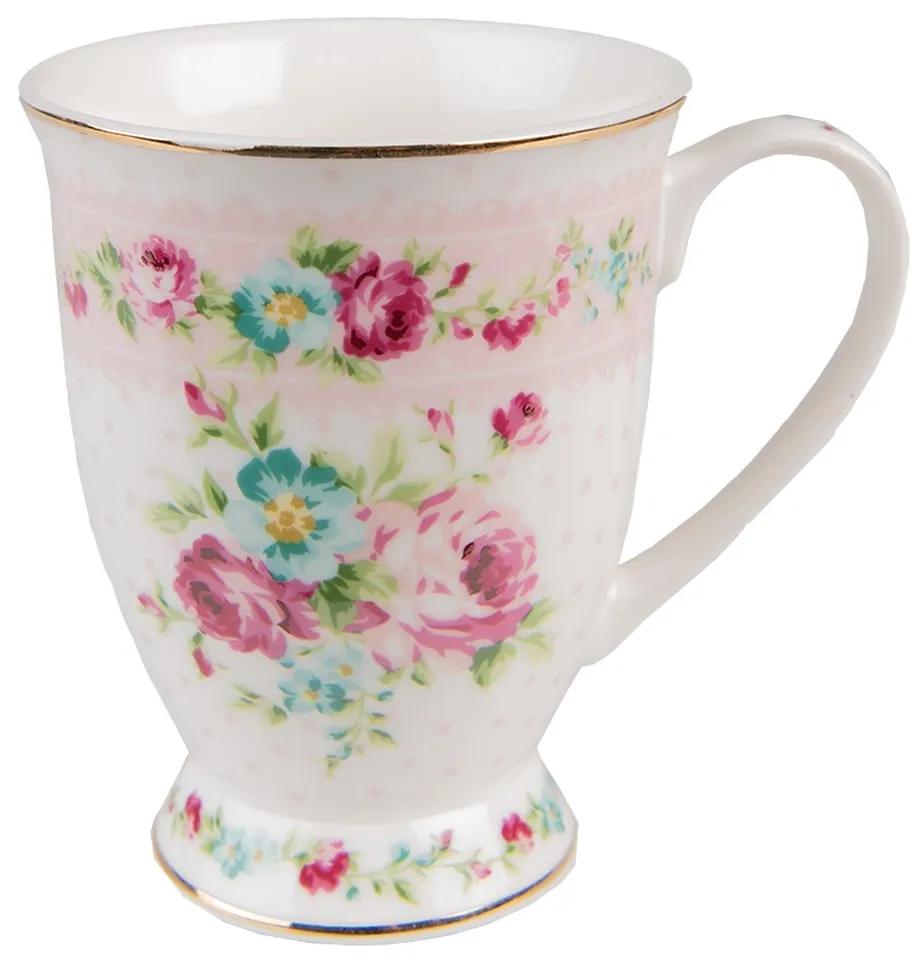 Ružový porcelánový hrnček Laverne - 12*9*10 cm / 296 ml