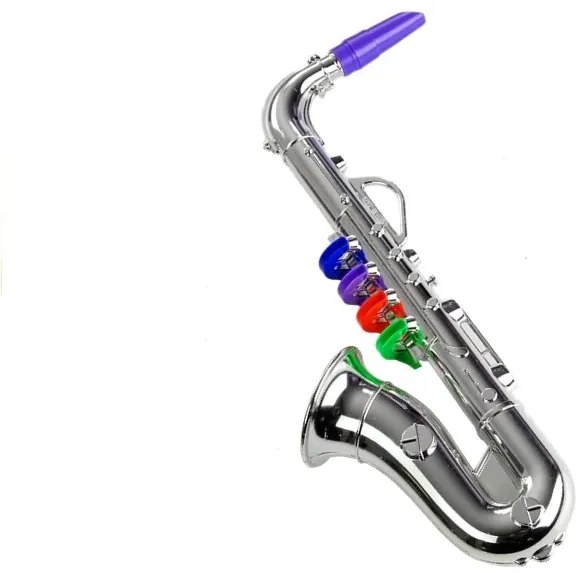 LEAN TOYS Hudobný nástroj saxofón strieborný