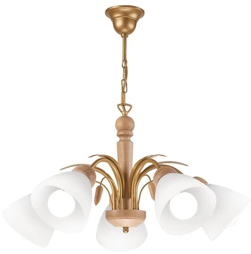 Luster na reťazi TULIPAN 5xE27/60W/230V dub