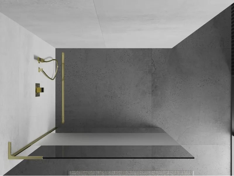 Mexen Kioto L, sprchová zástena Walk-In 80 x 200 cm, 8mm číre sklo-námraza, zlatý matný profil, 800-080-103-55-35