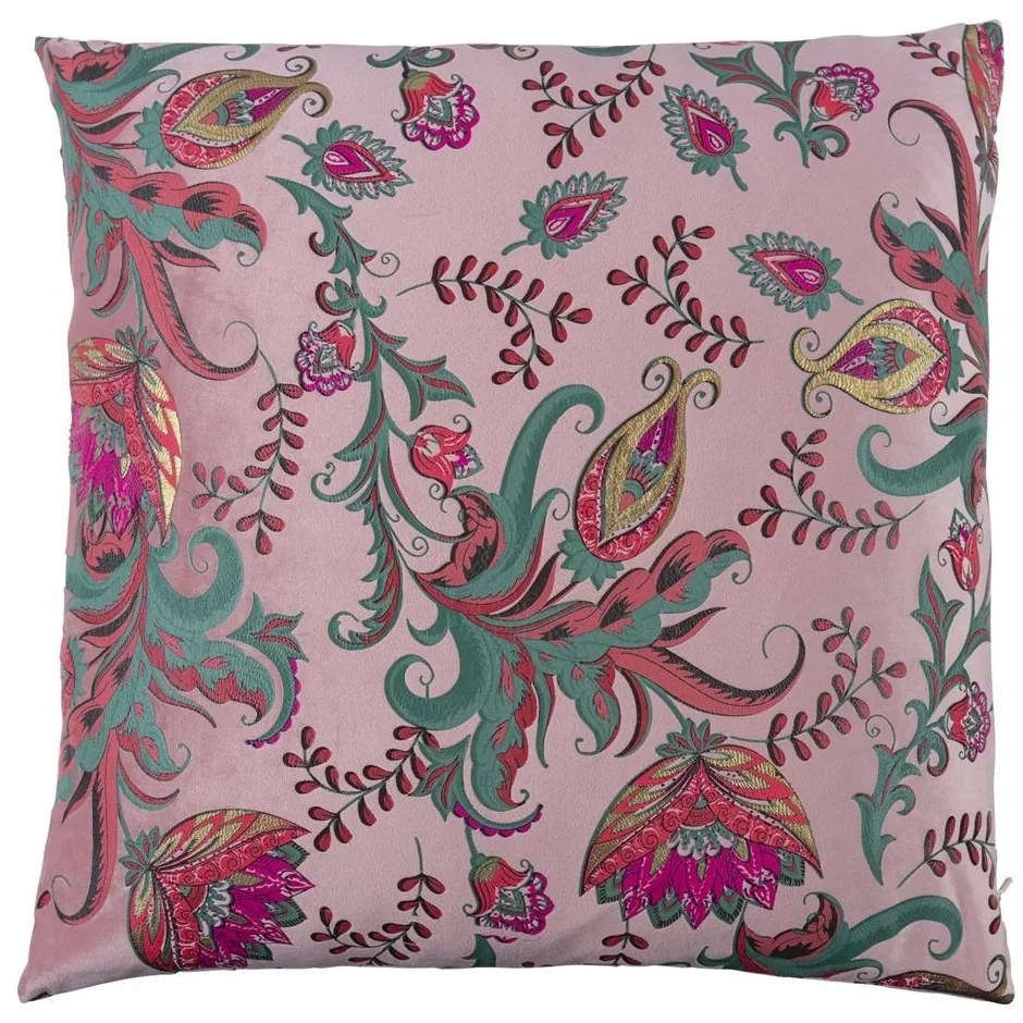 Ružový štvorcový vankúš s kvetmi Paisley - 45*45*15cm