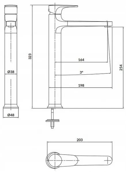 Cersanit Inverto - vysoká umývadlová batéria, chrómová-čierna, S951-301