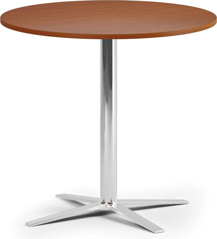 Konferenčný stolík AURA, priemer 60 cm, chróm podnož, čerešňa