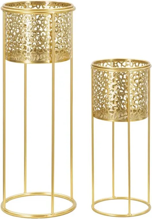 Sada stojanů na květiny Nat A 2 ks zlatá