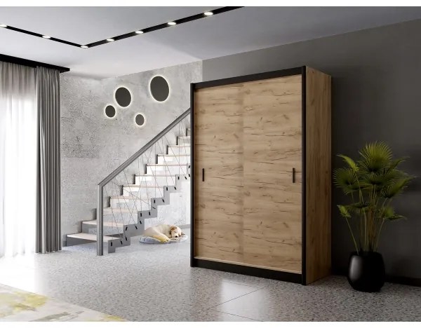 Šatní skriňa SAPHIRA 150x215 cm s posuvnými dverami dub craft