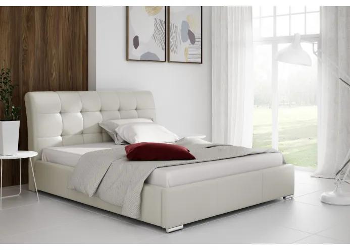 Moderná čalúnená posteľ Evelyn s úložným priestororm béžová eko koža 180 x 200