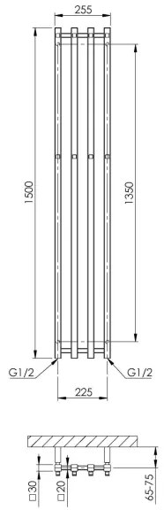 P.M.H. PX2C/4 - Kúpeľňový rebríkový radiátor PLUTO X 350W 150 cm lesklý chróm