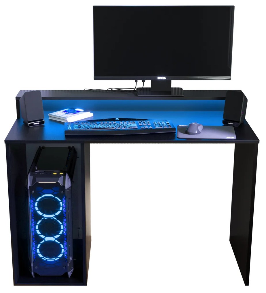 Herný PC stolík Garrick 2 (čierny) (s LED RGB osvetlením). Akcia -18%. Vlastná spoľahlivá doprava až k Vám domov. 1064135