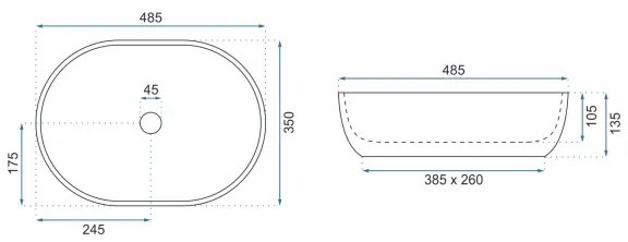 REA-U9887 - Umývadlo na dosku LARA 35x48,5 cm keramika/sivá/mramorový dekor