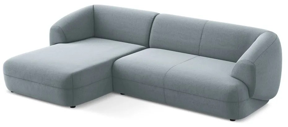 Svetlomodrá zamatová rohová pohovka (ľavý roh) Moana – Makamii