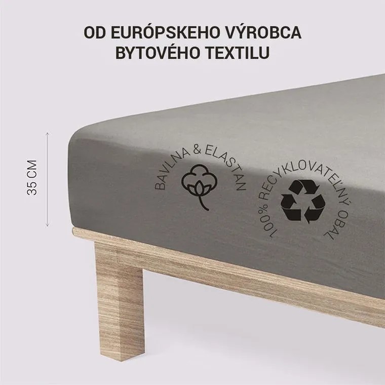 Napínacia plachta na posteľ jersey s elastanom antracitová 180 x 200 cm