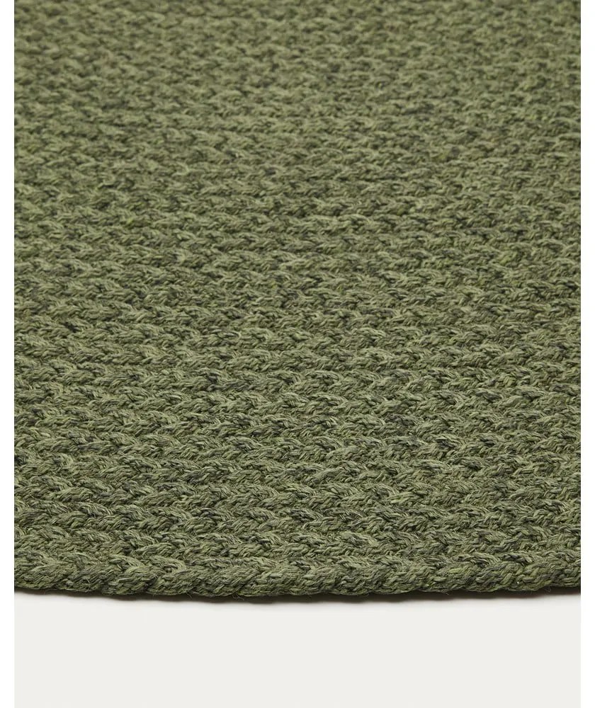 Zelený okrúhly vnútorný a vonkajší koberec z recyklovaných vlákien ø 150 cm Despas – Kave Home