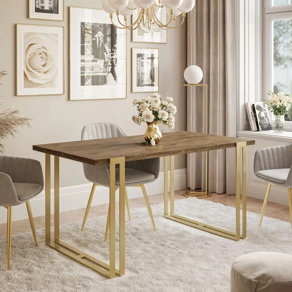 ROZKLADACÍ JEDÁLENSKÝ STÔL BENITO DUB LEFKAS + ZLATÝ