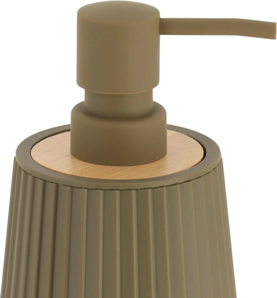 Sada kúpeľňových doplnkov Roza, olivová/s drevenými prvkami