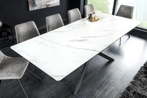 Rozkladací jedálenský stôl Alpine 43844 160/200x90cm Ceramik White marble  - Komfort-nábytok
